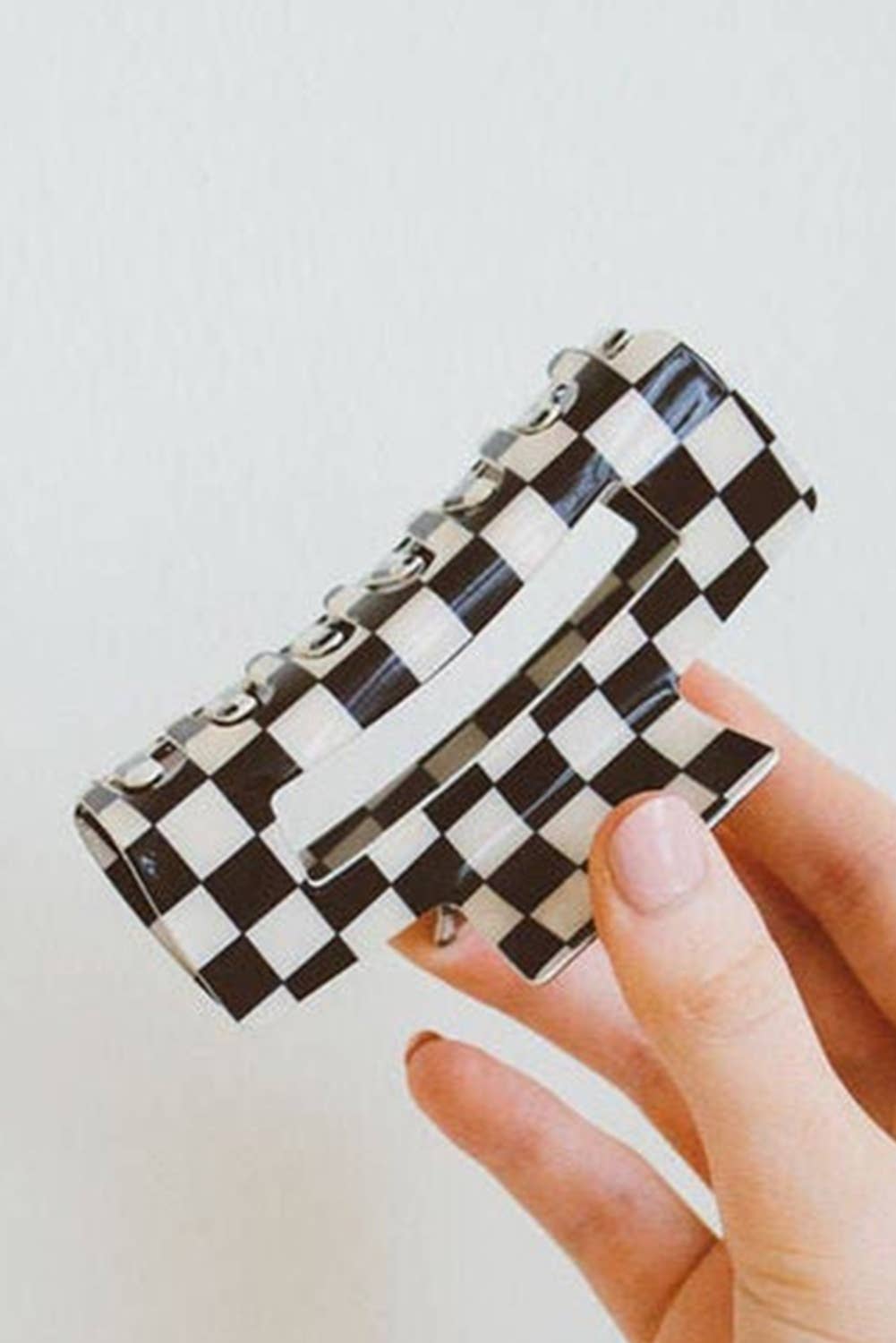 Checkered Print * Hollow Out Hair Clip