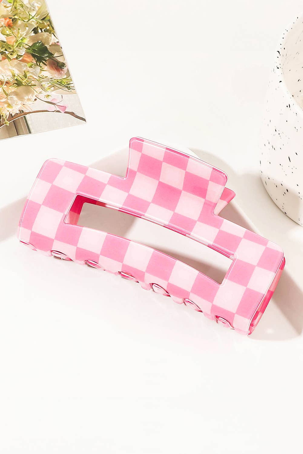 Checkered Print * Hollow Out Hair Clip